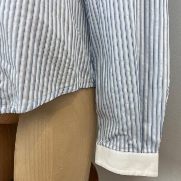 Dolce & Gabbana Women's 44 IT Medium US Blue White Button Up Shirt Top Preppy - Picture 3 of 16